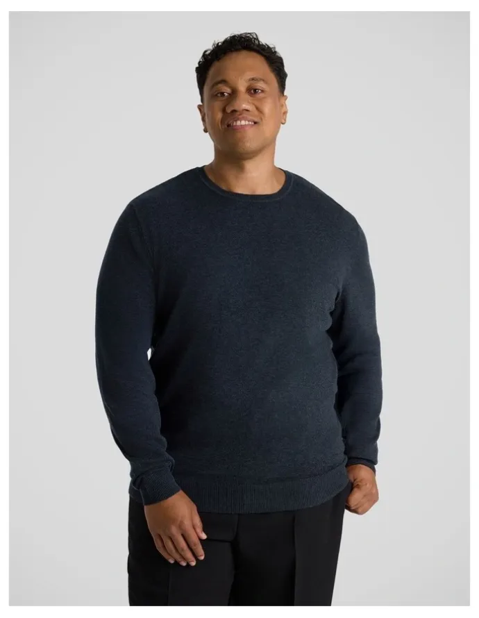 Johnny Bigg Essential Crew Neck Sweater in Navy Marle