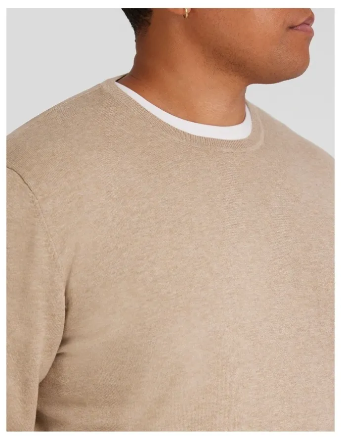 Johnny Bigg Essential Crew Neck Sweater in Stone Marle