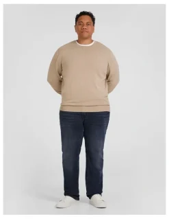 Johnny Bigg Essential Crew Neck Sweater in Stone Marle