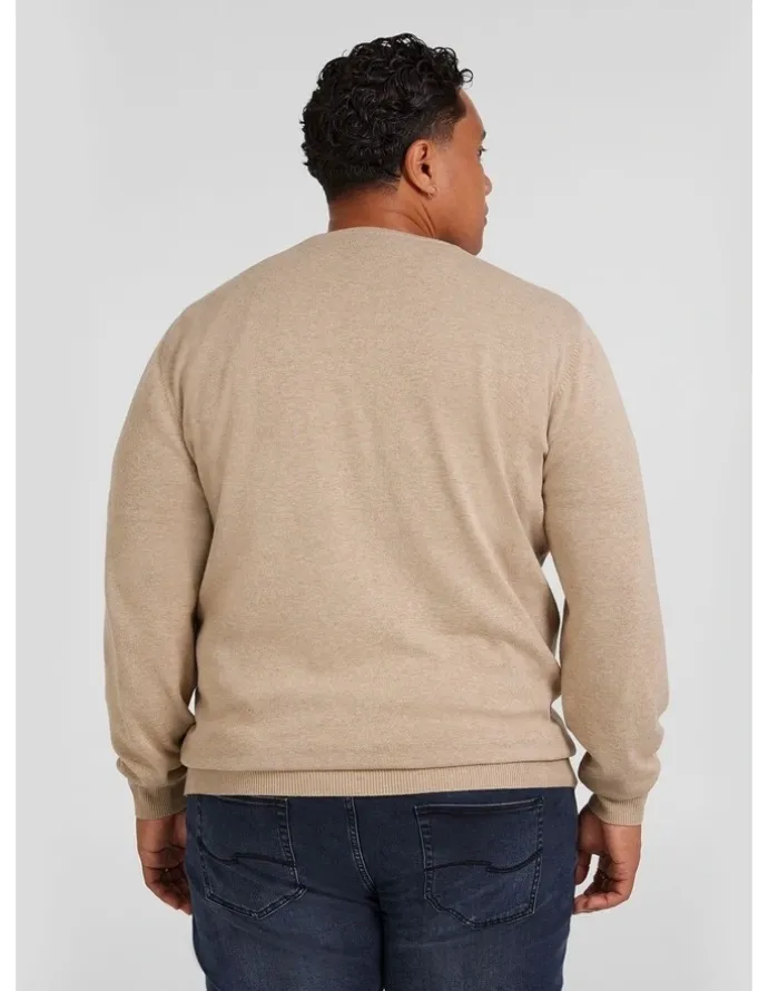 Johnny Bigg Essential Crew Neck Sweater in Stone Marle