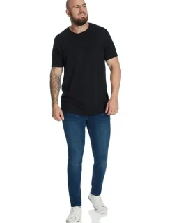 Johnny Bigg Essential Longline Panel Tee in Black