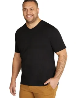 Johnny Bigg Essential V Neck Tee in Black