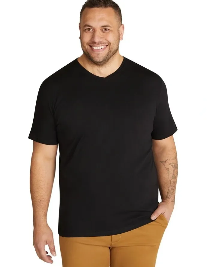 Johnny Bigg Essential V Neck Tee in Black