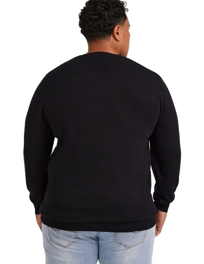 Johnny Bigg Essential V Neck Sweater in Black