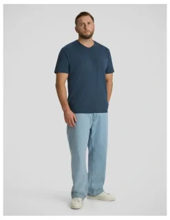 Johnny Bigg Essential V Neck Tee in Midnight Blue