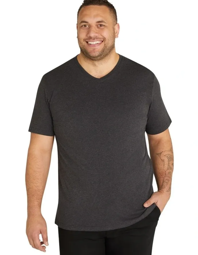 Johnny Bigg Essential V Neck Tee in Charcoal