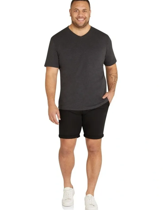 Johnny Bigg Essential V Neck Tee in Charcoal