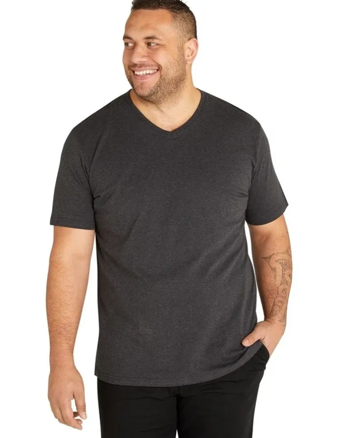 Johnny Bigg Essential V Neck Tee in Charcoal