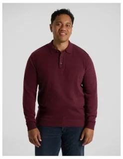 Johnny Bigg Everyday Polo Sweater in Burgundy