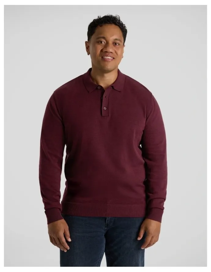 Johnny Bigg Everyday Polo Sweater in Burgundy
