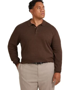 Johnny Bigg Everyday Polo Sweater in Chocolate