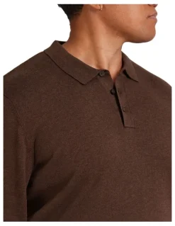 Johnny Bigg Everyday Polo Sweater in Chocolate