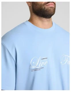 Johnny Bigg Fast Relaxed Fit Tee in Light Blue