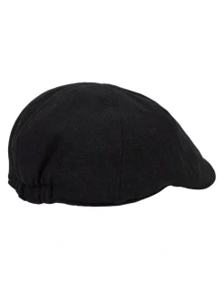 Johnny Bigg Herringbone Flat Cap in Black