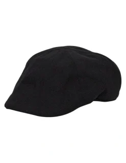 Johnny Bigg Herringbone Flat Cap in Black