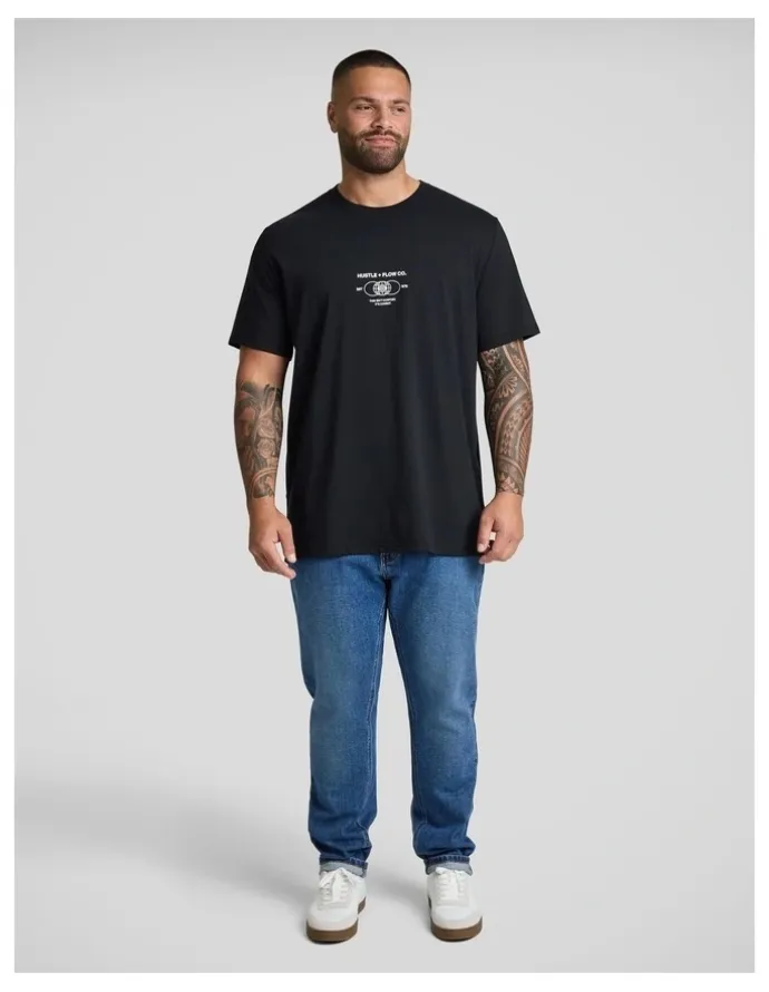 Johnny Bigg Hustle Longline Tee in Black