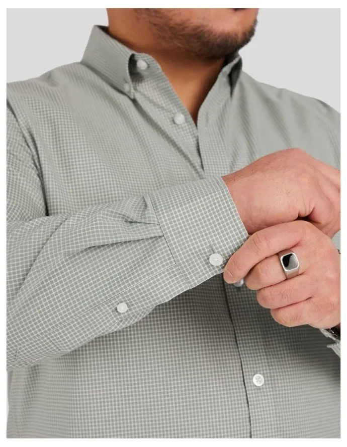 Johnny Bigg Jaxon Easy Care Check Shirt in Sage Green