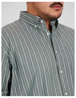 Johnny Bigg Joey Stripe Relaxed Shirt in Green