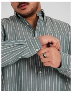 Johnny Bigg Joey Stripe Relaxed Shirt in Green