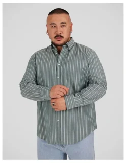 Johnny Bigg Joey Stripe Relaxed Shirt in Green