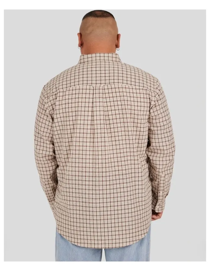 Johnny Bigg Kurt Check Relaxed Shirt in Brown