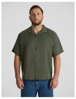 Johnny Bigg Lando Boxy Fit Shirt in Olive