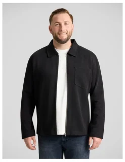 Johnny Bigg Lars Rib Zip Thru Sweat Top in Black