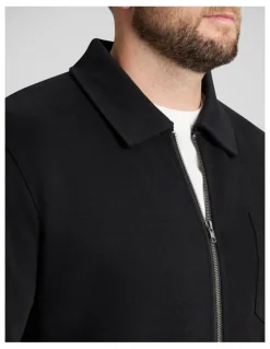 Johnny Bigg Lars Rib Zip Thru Sweat Top in Black