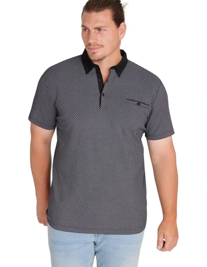 Johnny Bigg Leo Print Polo Shirt in Black