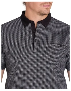 Johnny Bigg Leo Print Polo Shirt in Black