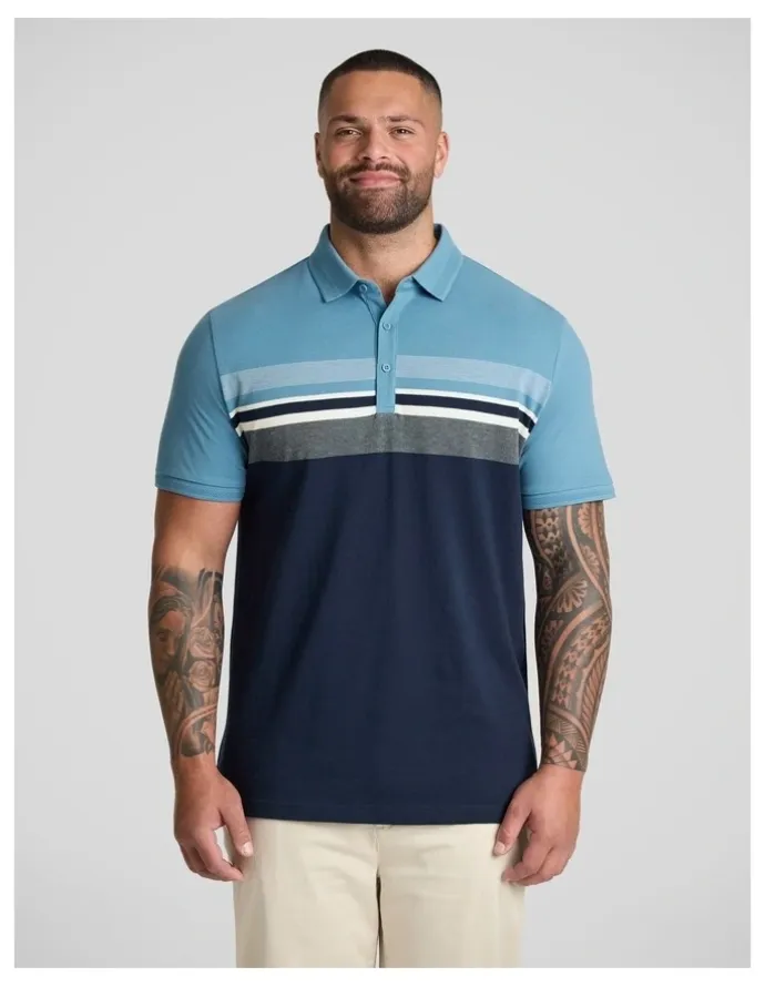 Johnny Bigg Leon Stripe Polo in Blue