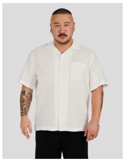 Johnny Bigg Luxe Linen Boxy Fit Shirt in White