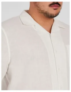 Johnny Bigg Luxe Linen Boxy Fit Shirt in White