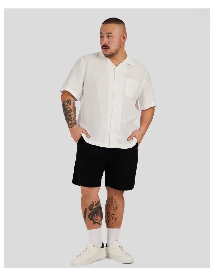 Johnny Bigg Luxe Linen Boxy Fit Shirt in White