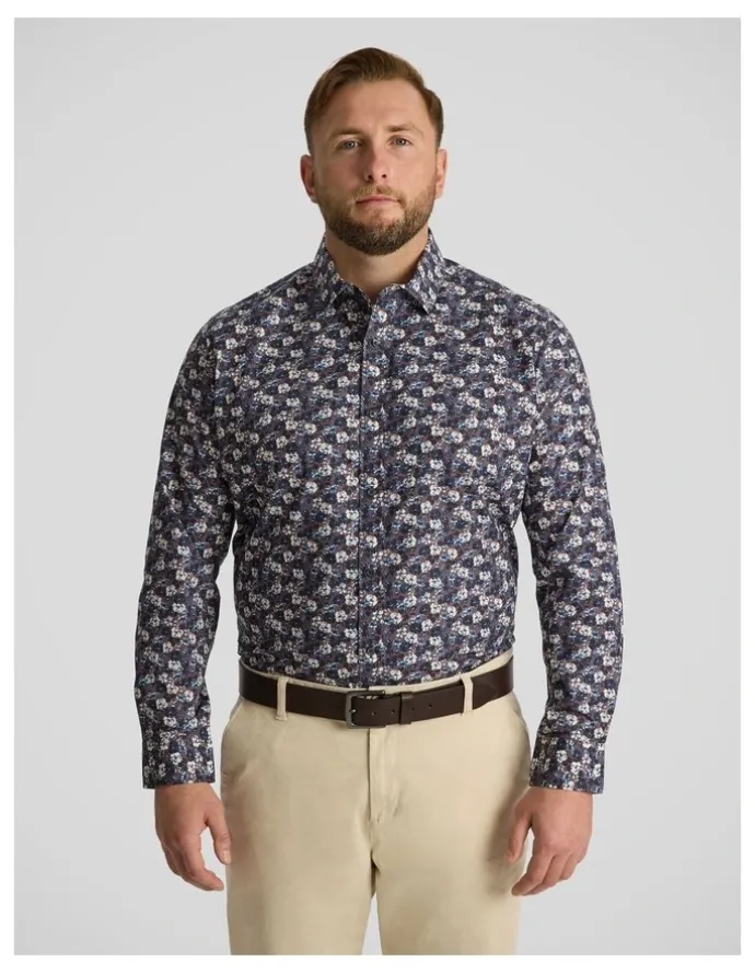 Johnny Bigg Maddox Floral Shirt in Chocolate