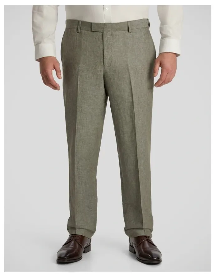 Johnny Bigg Marco Linen Blend Dress Pant in Thyme
