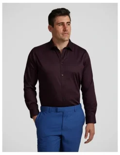 Johnny Bigg Montego Stretch Dress Shirt in Cabernet