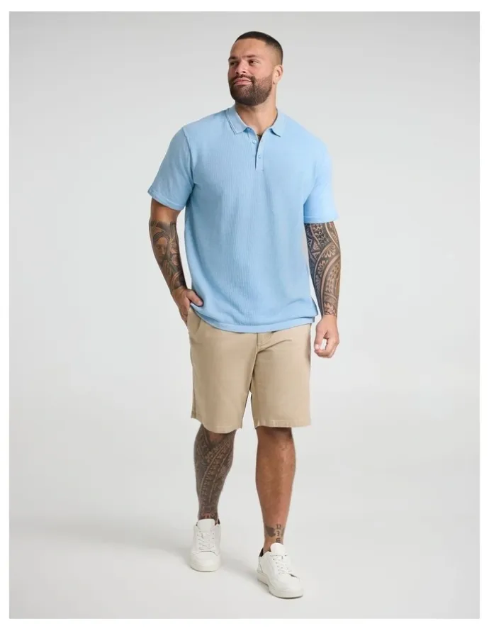 Johnny Bigg Myles Knitted Polo in Blue Marle