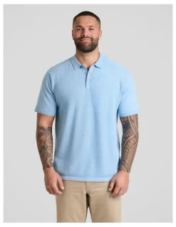 Johnny Bigg Myles Knitted Polo in Blue Marle