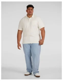 Johnny Bigg Oliver Textured Polo Shirt in Ivory