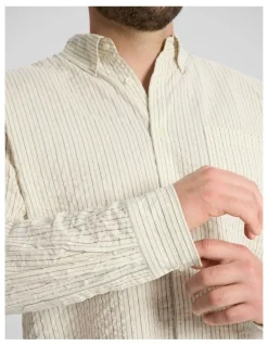Johnny Bigg Ollie Relaxed Stripe Shirt in Cream