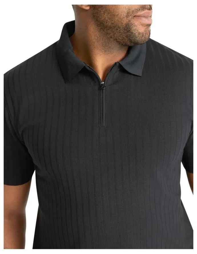 Johnny Bigg Page Rib Polo in Black