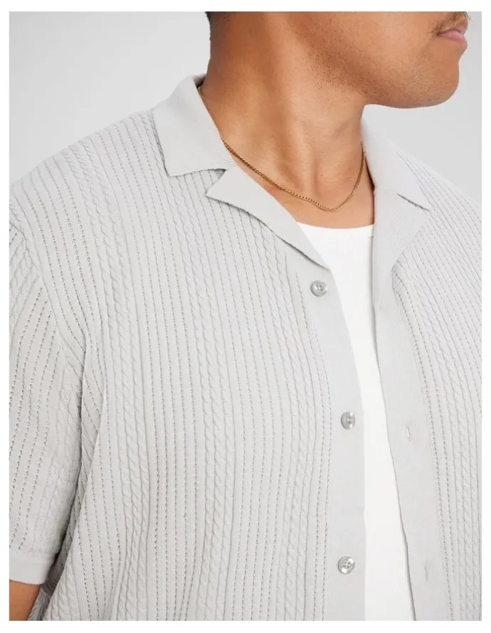 Johnny Bigg Palma Relaxed Knit Shirt in Cool Grey