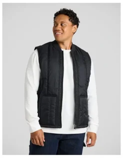Johnny Bigg Panel Zip Thru Vest in Black