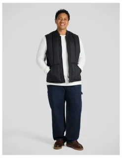 Johnny Bigg Panel Zip Thru Vest in Black