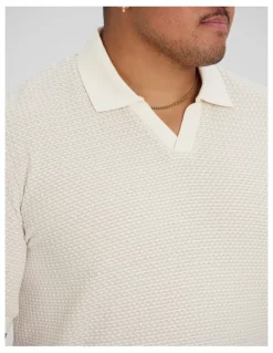 Johnny Bigg Paros Textured Polo in Ivory