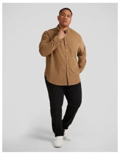Johnny Bigg Relax Fit Fine Cord Shirt in Camel