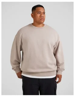 Johnny Bigg Relaxed Fit Crew Sweater in Stone