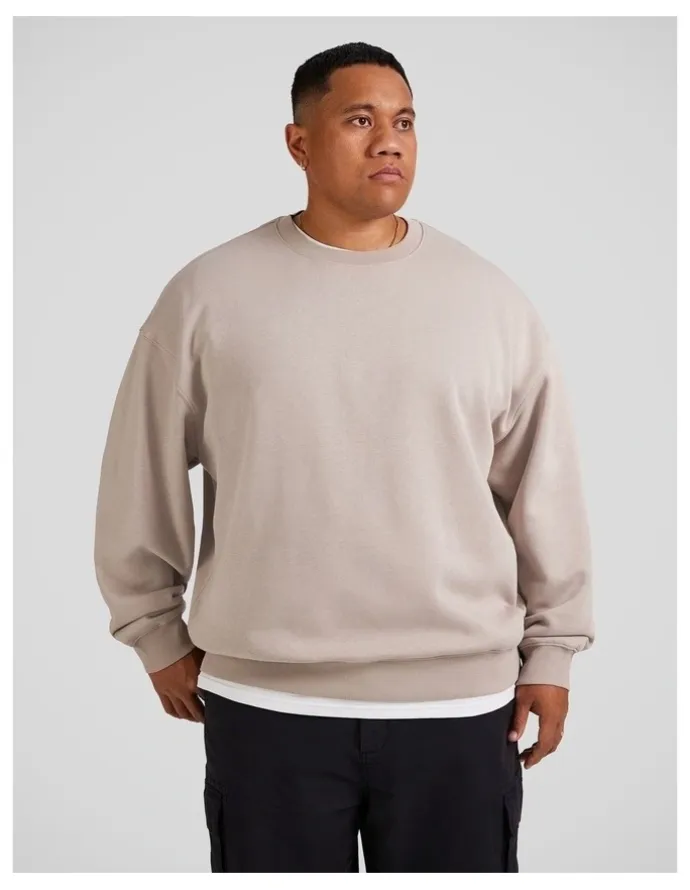 Johnny Bigg Relaxed Fit Crew Sweater in Stone
