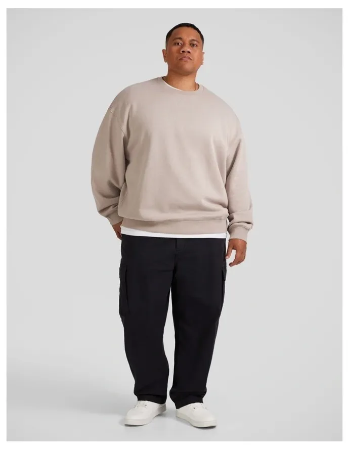 Johnny Bigg Relaxed Fit Crew Sweater in Stone